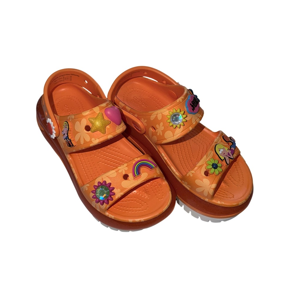 Crocs Lizzie McGuire Sandal Orange Floral Platform Womens Sz 5